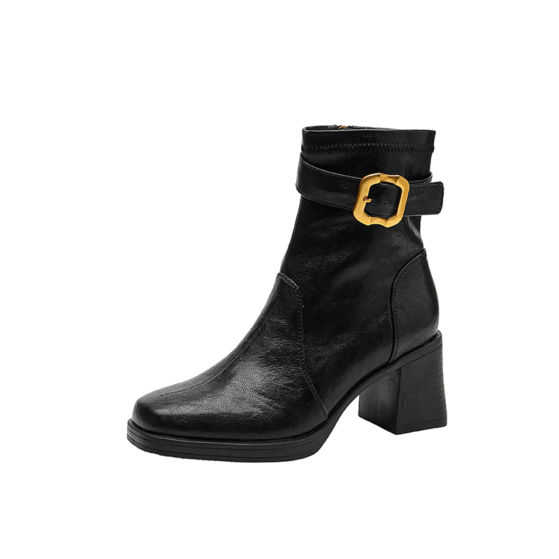 2025 Winter New Arrival Platform Boots for Petite Women Short Ankle Boots Chunky Heel Faux Fur Lined Martin Boots - Image 5