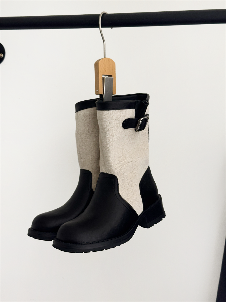 2026 Fall New Genuine Leather Women's Boots European Round Toe Chunky Heel Belt Buckle Pull-On Short Boots Rider Boots Trendy - Image 3