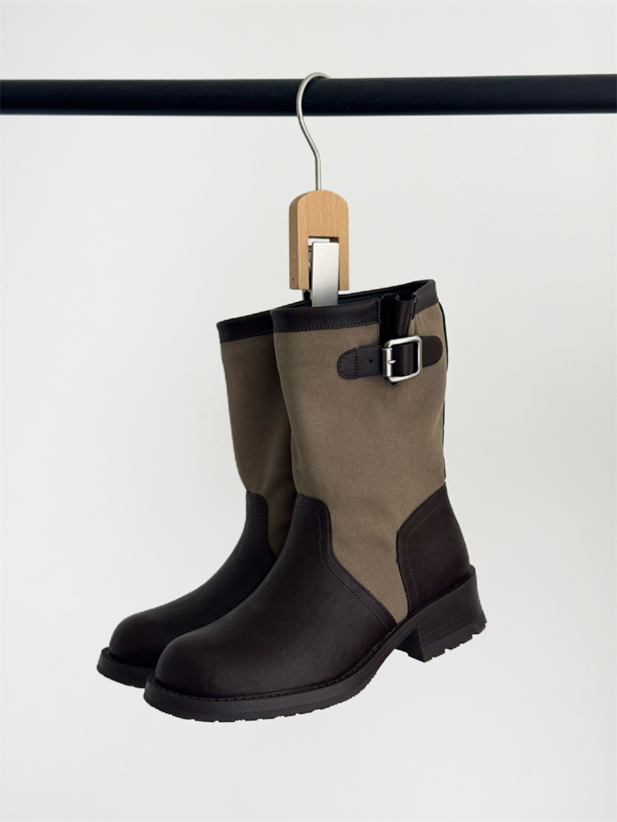 2026 Fall New Genuine Leather Women's Boots European Round Toe Chunky Heel Belt Buckle Pull-On Short Boots Rider Boots Trendy - Image 4
