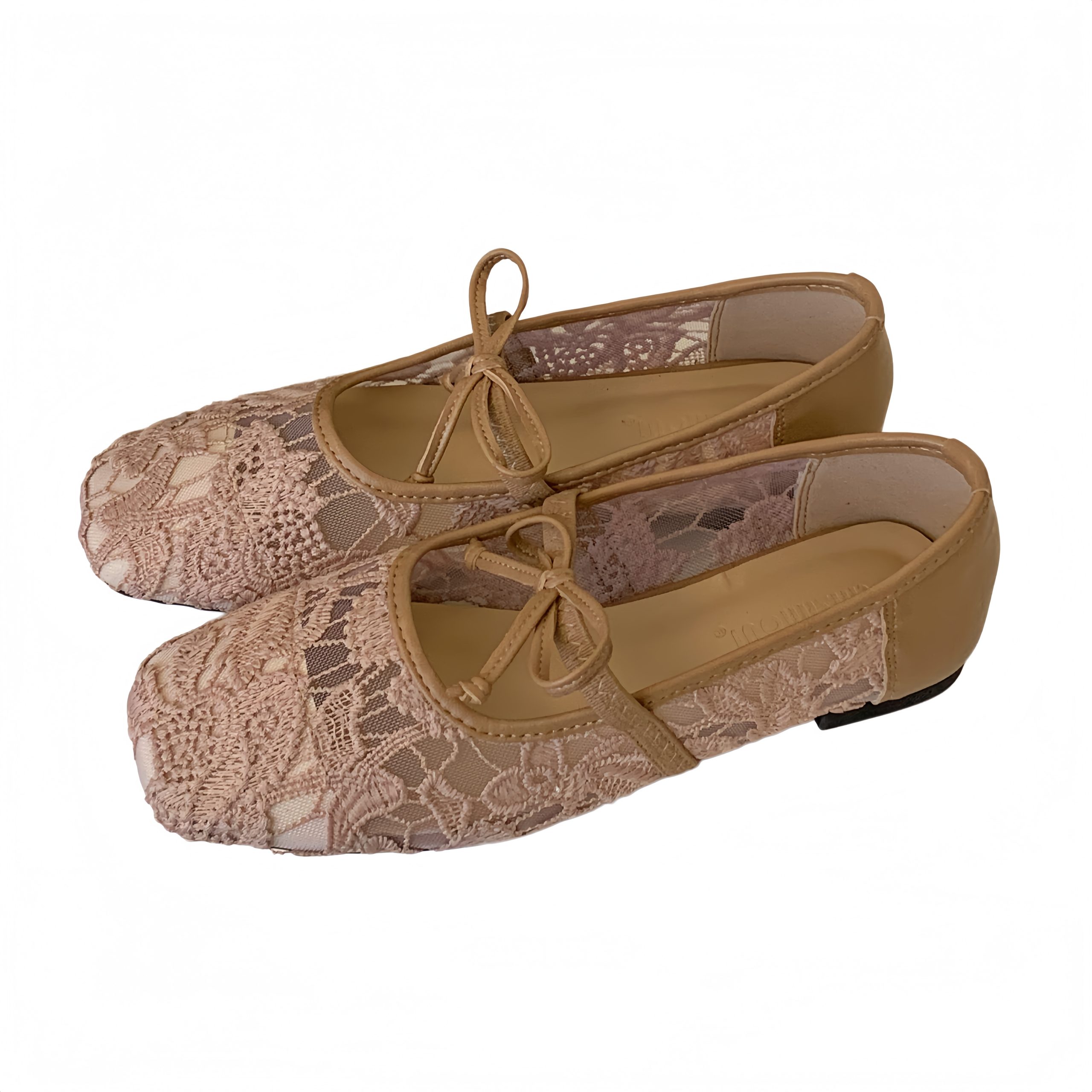 Fairy Lace Hollow Mary Jane Shoes Flat Square Toe Bow Ballet Shoes Slip-On Granny Shoes - Image 5