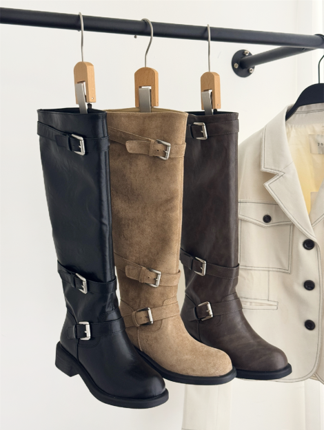 retro-black-chunky-heel-tall-boots-for-women-height-increasing-slimming-all-season-belt-buckle-thick-heel