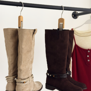 Retro Two-Way Sheep Velvet Pointed Toe Tall Boots for Women 2025 Autumn Winter New Knitted Edge Thick Heel Casual Knight Boots