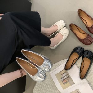 SHIZHUONI Women's Split-Toe Bow Flat Shoes 2026 Summer Autumn Casual Loafers