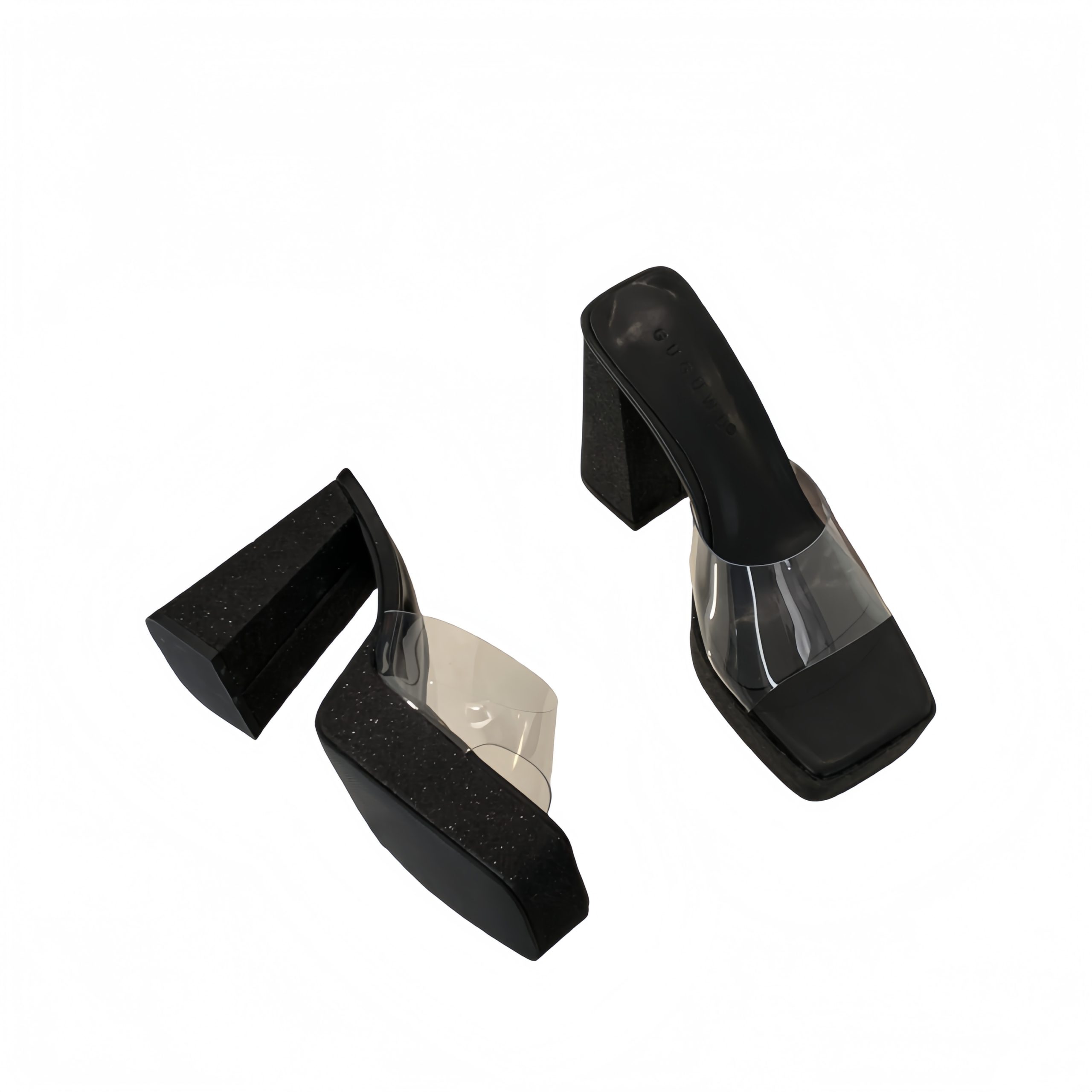 Women's Clear Strap Chunky Heel Slippers Square Toe Platform Summer Sandals - Image 5