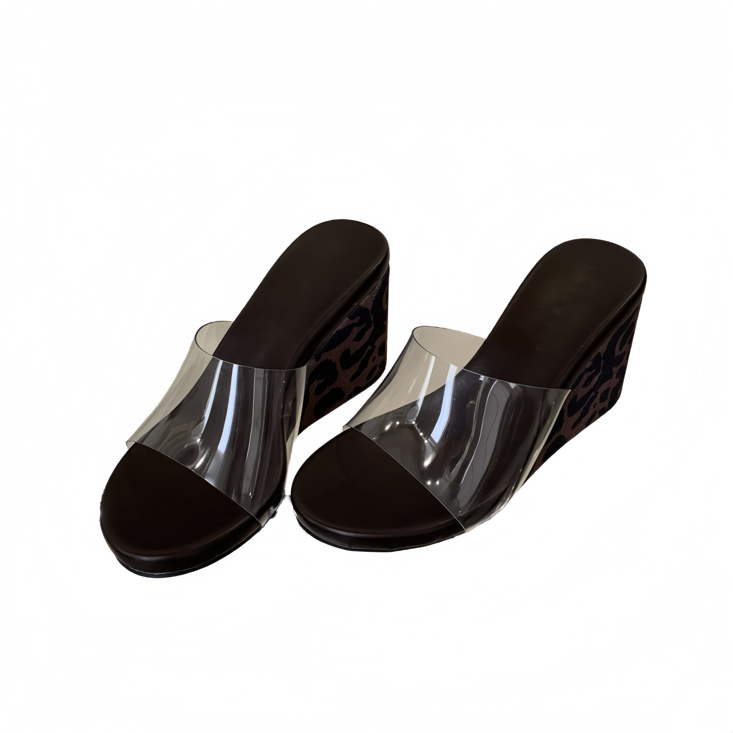 Women's Leopard Print Platform Slippers Summer New Trendy High Heel Wedge Sandals - Image 5